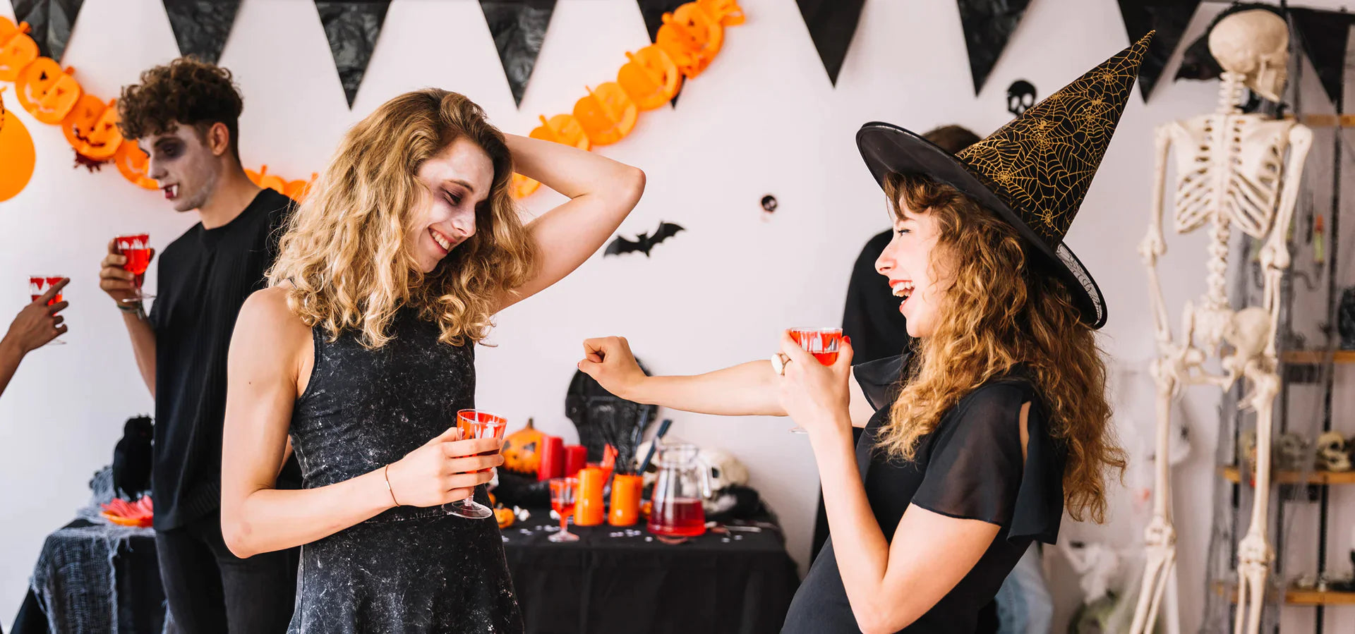 A Halloween party banner