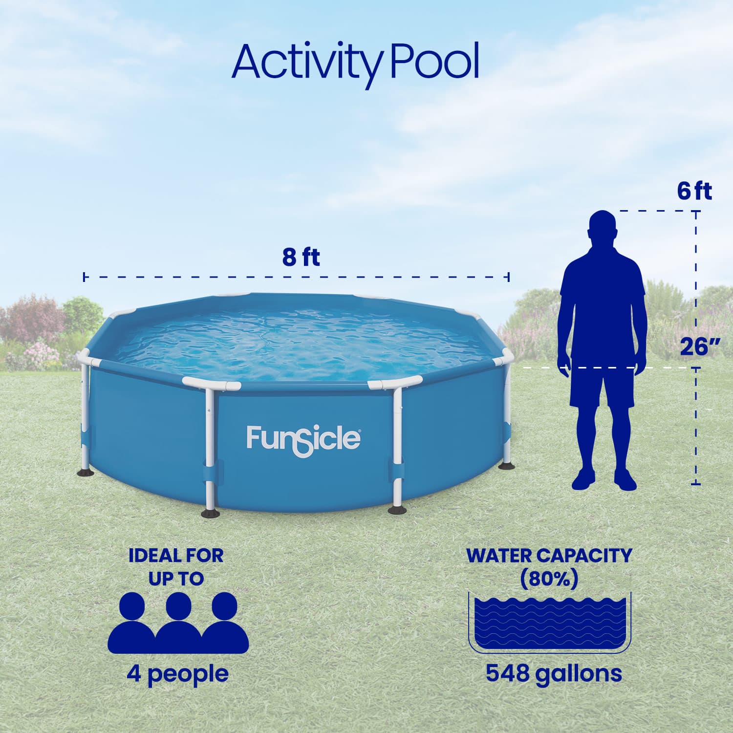 Funsicle 8 ft Activity Pool | Above Ground Family Pool