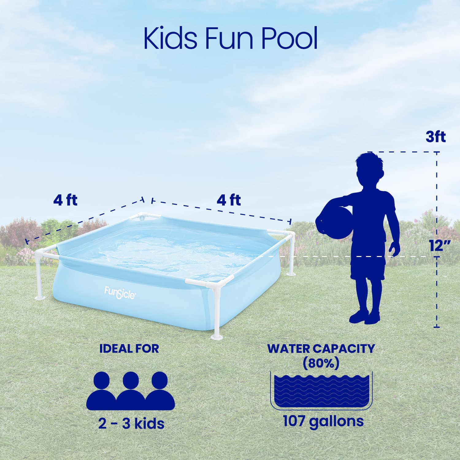 Funsicle 4ft Kids Fun Pool | Snap-In Frame Pool