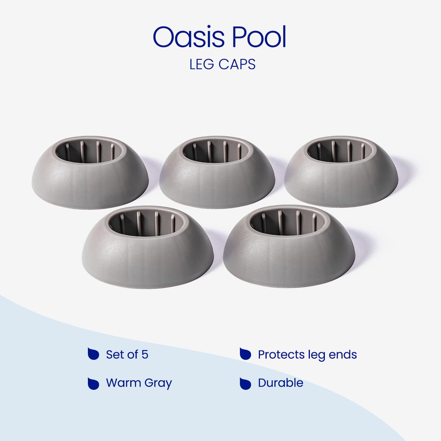 Funsicle Oasis Above Ground Pool Leg Cap – Set of 5, Warm Gray