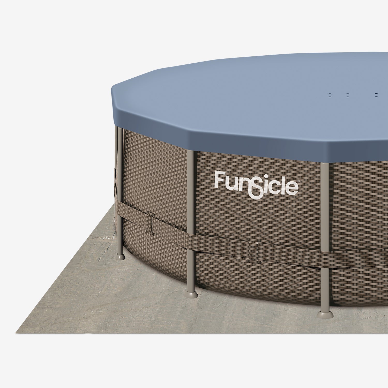 Funsicle 14 ft Oasis Designer Pool - Double Rattan with pool cover and ground cloth