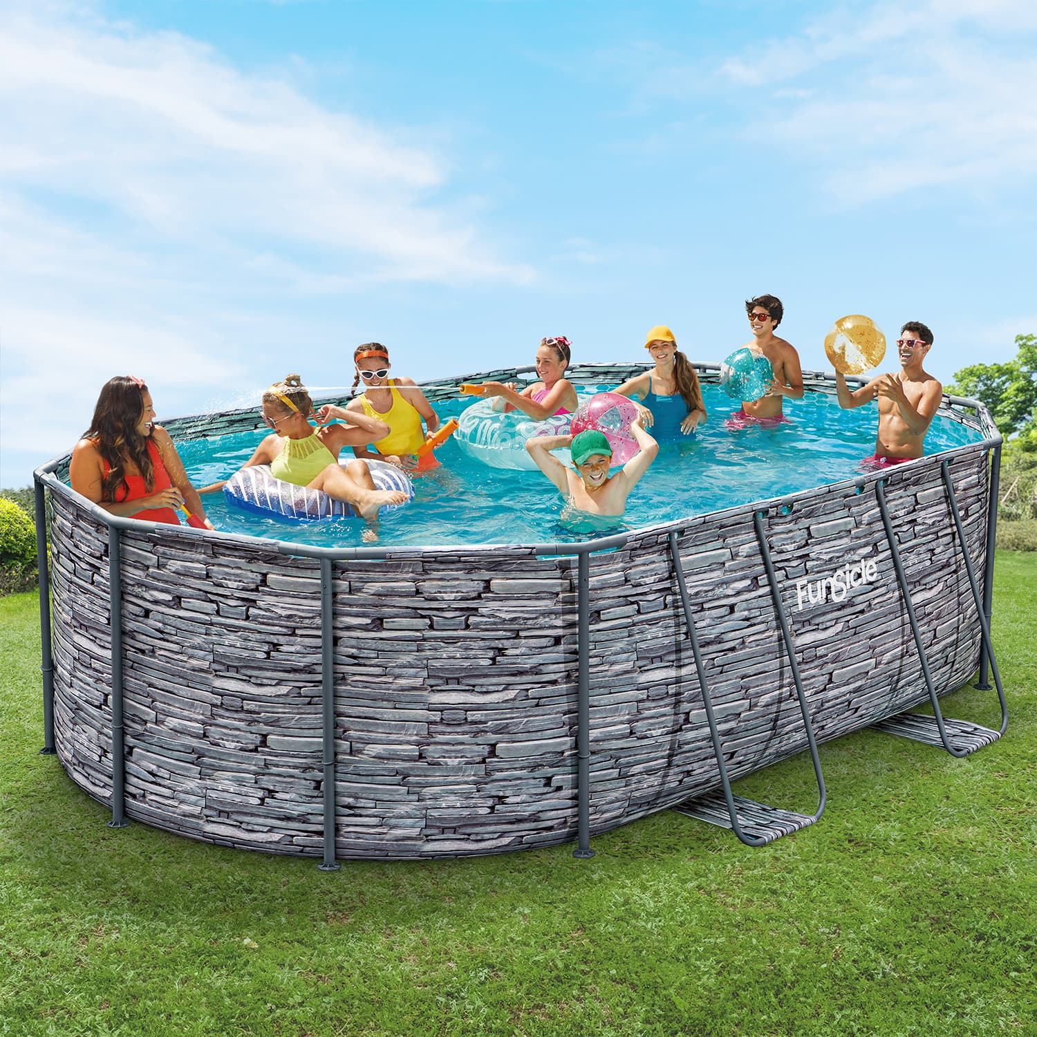 Funsicle 16ft Oval Oasis Designer Pool | Above Ground Family Pool