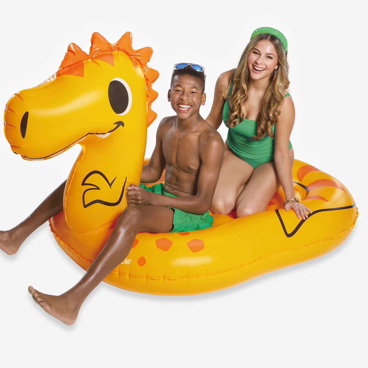 models riding Funsicle DINOmite Ride-On