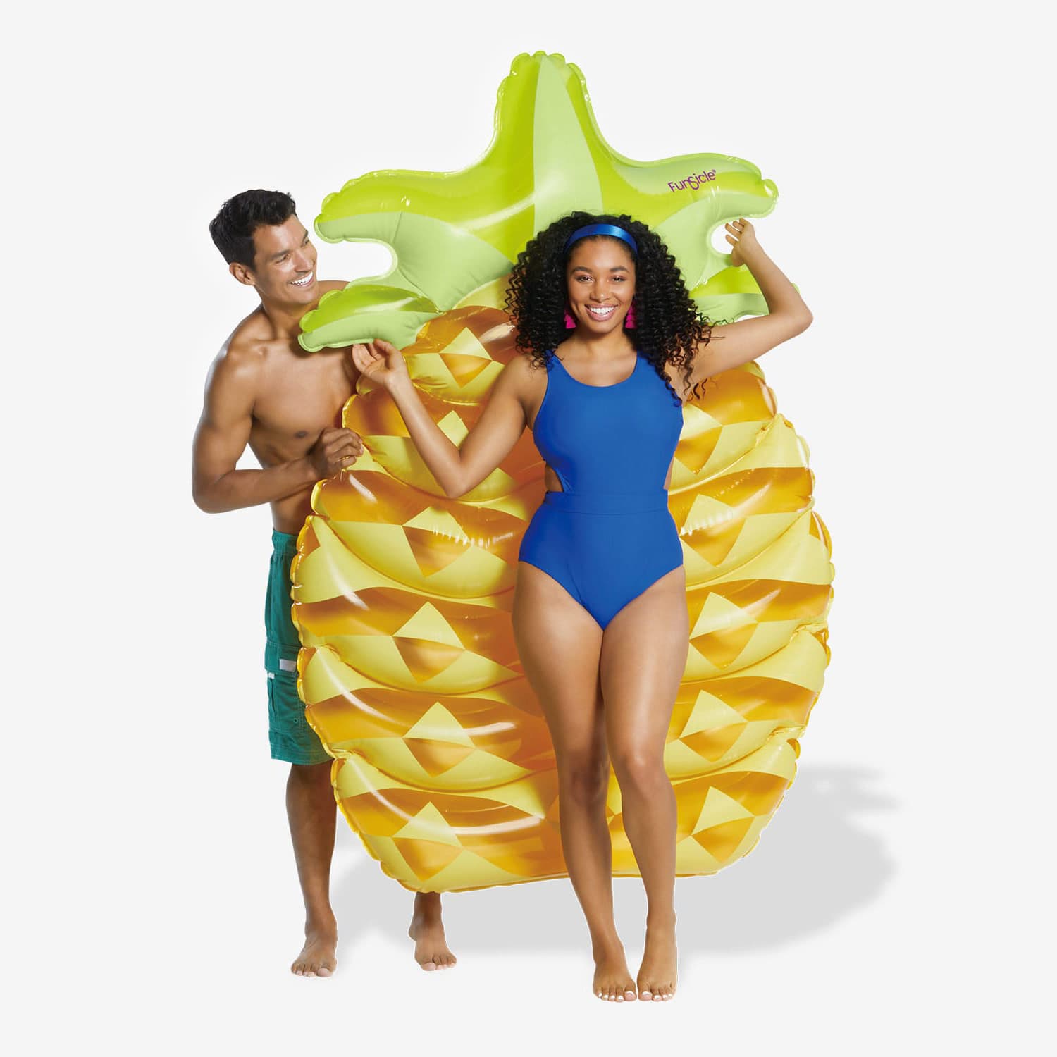 Funsicle Hot Tropics Float with models standing with it