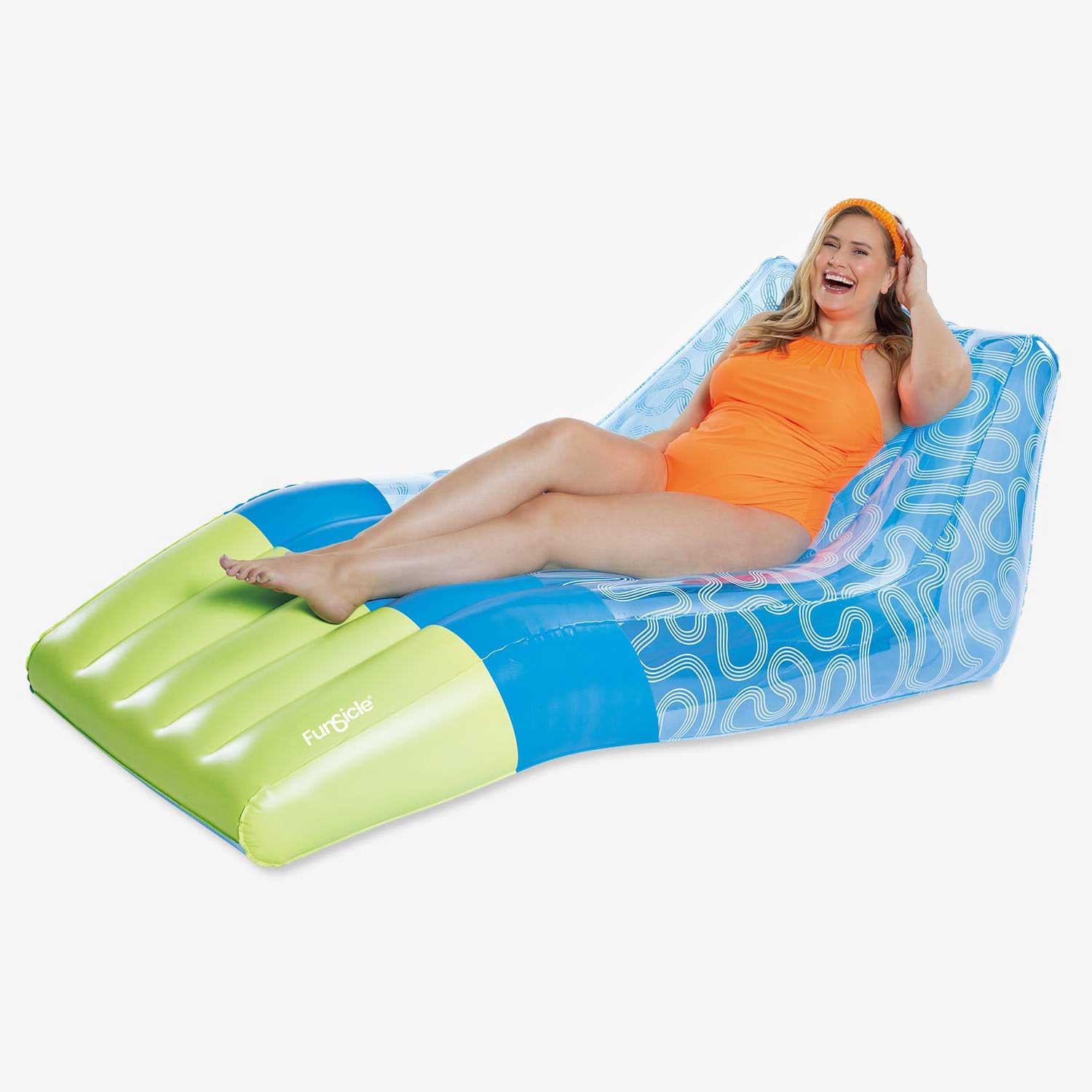 a model lounging on Funsicle Squiggle Chaiser Lounge