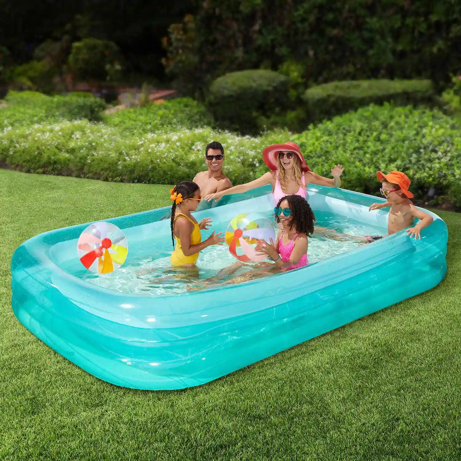 Funsicle AquaSplash Pool with people on grass background