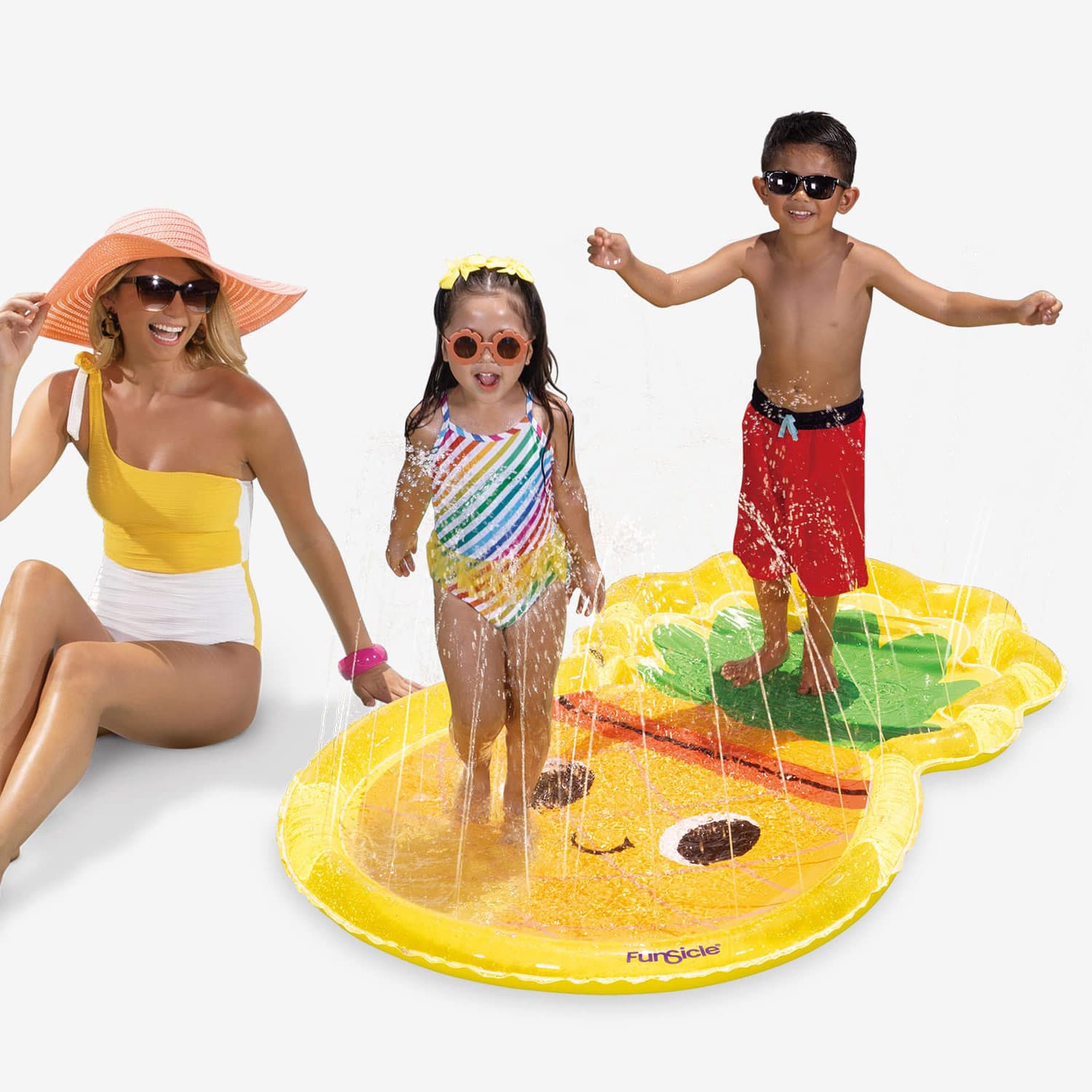 models with Funsicle Pineapple FunSpray Splash Mat