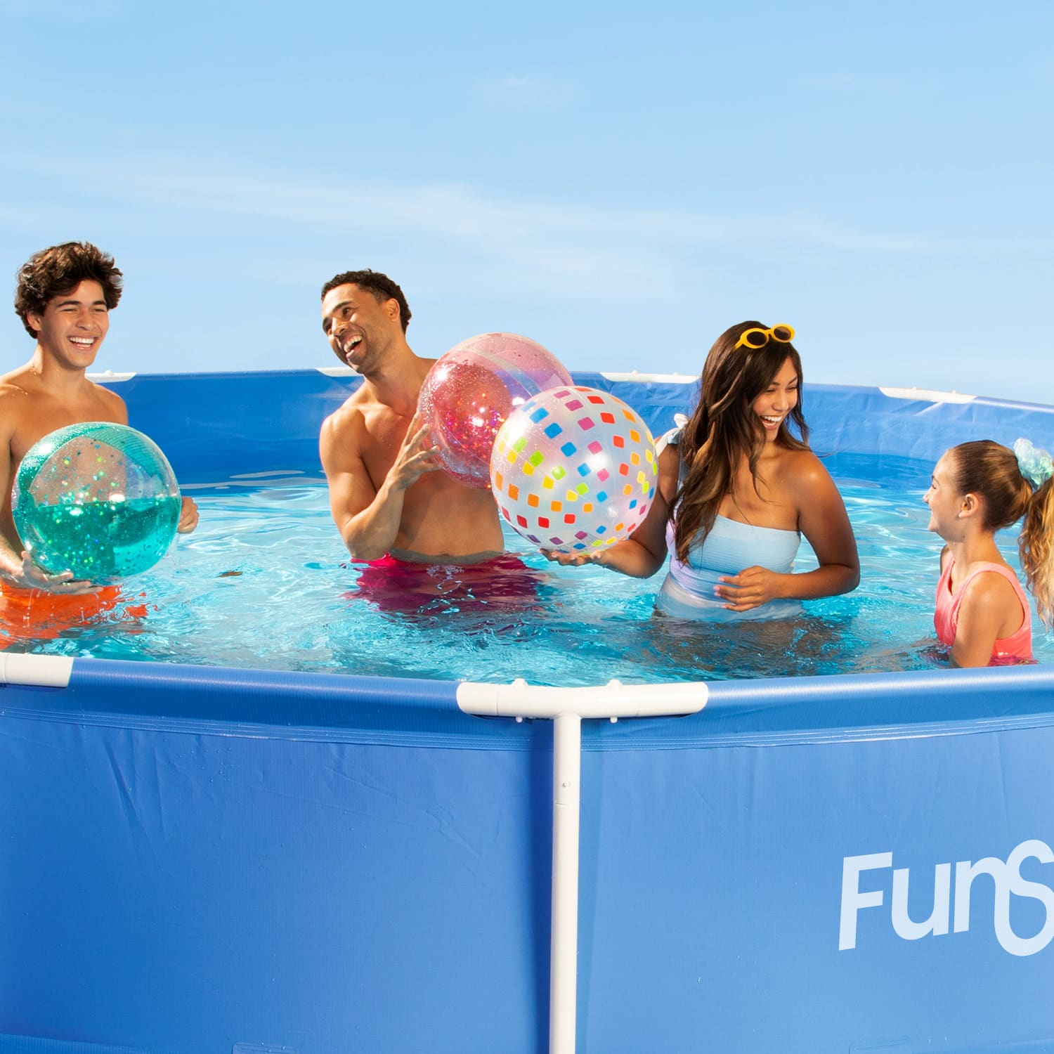 Funsicle 15 ft Activity Pool close up with people