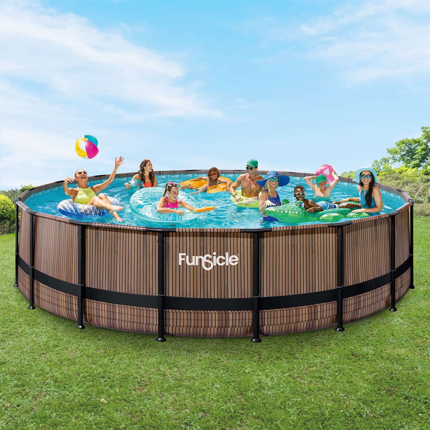 Funsicle 18 ft Oasis Designer Pool - Natural Teak