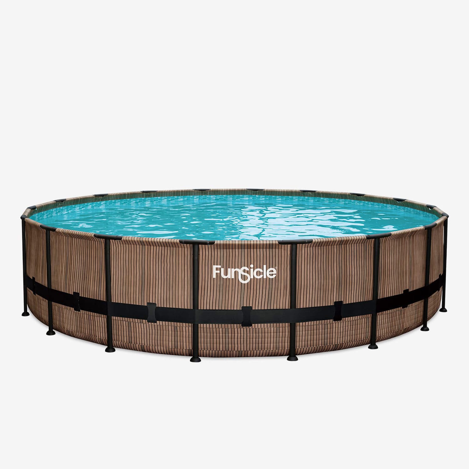 Funsicle 18 ft Oasis Designer Pool - Natural Teak without people