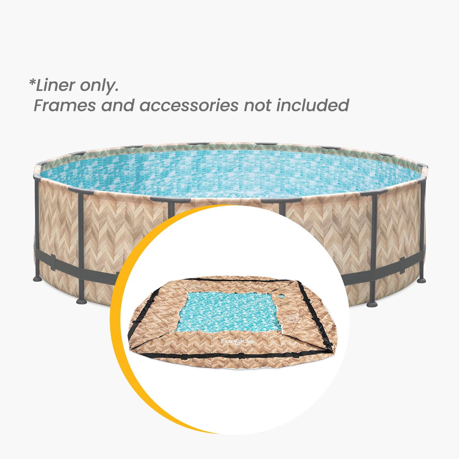 Funsicle 16 ft Oasis Designer Pool Liner– Oak Herringbone