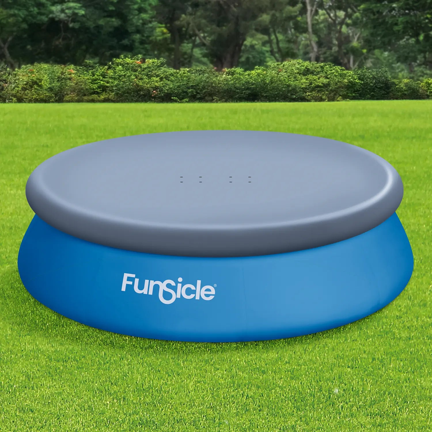 Funsicle 10ft QuickSet Pool Cover on a grass background