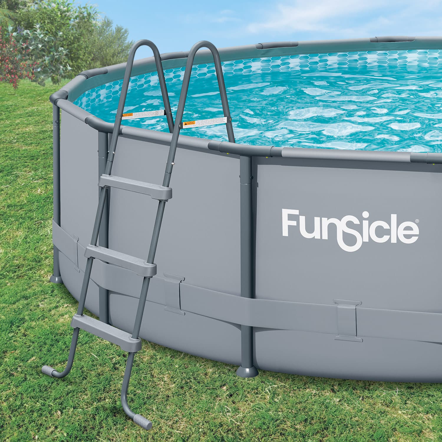 Funsicle 42" SureStep Ladder with Funsicle Oasis Pool on grass background