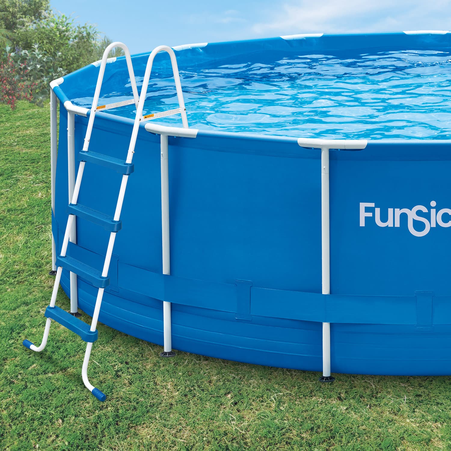 Funsicle 48" SureStep Ladder with Funsicle Activity Pool on grass background