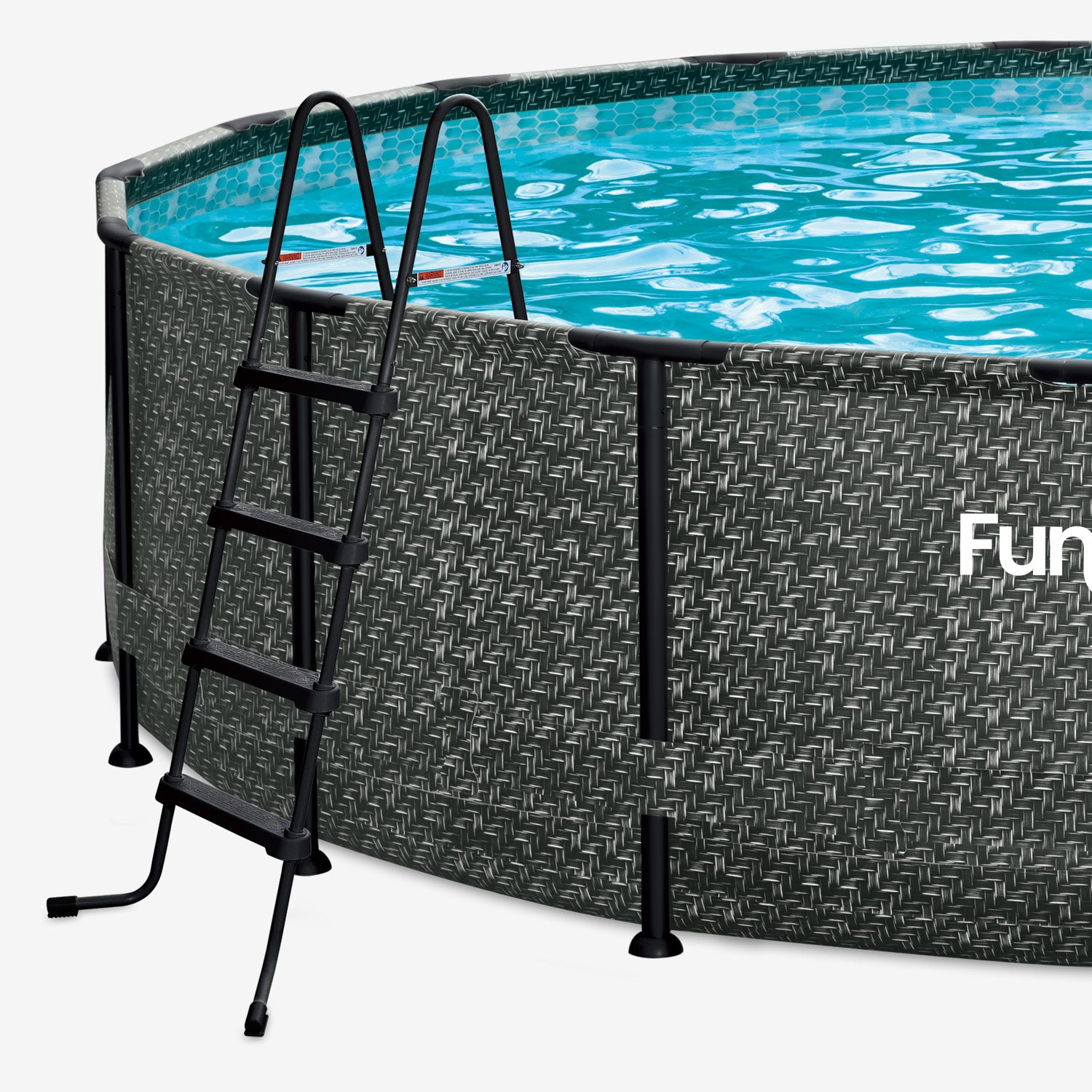 Funsicle 52" SureStep Ladder next to Funsicle Oasis Designer Pool