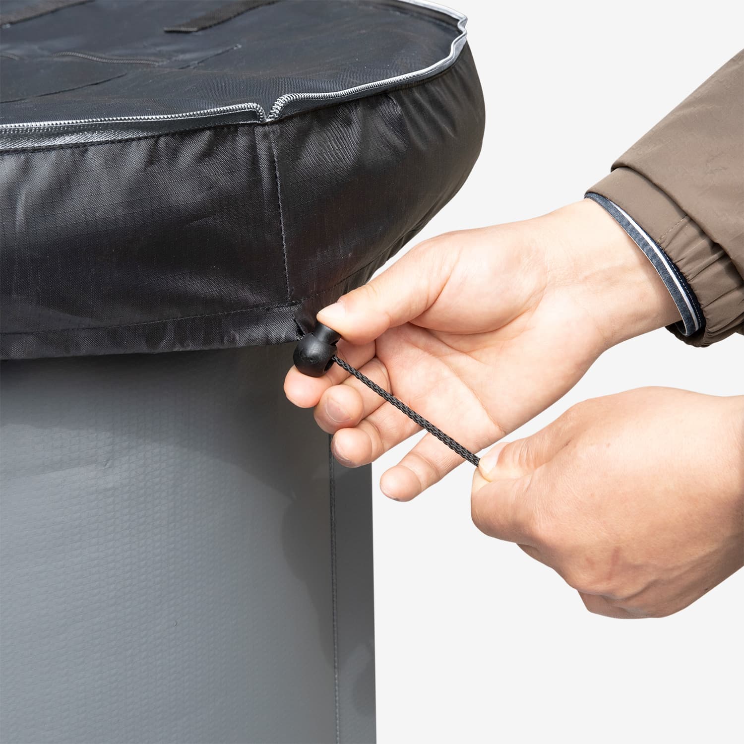 Funsicle 2-in-1 Cover & Storage Bag drawstring close up view