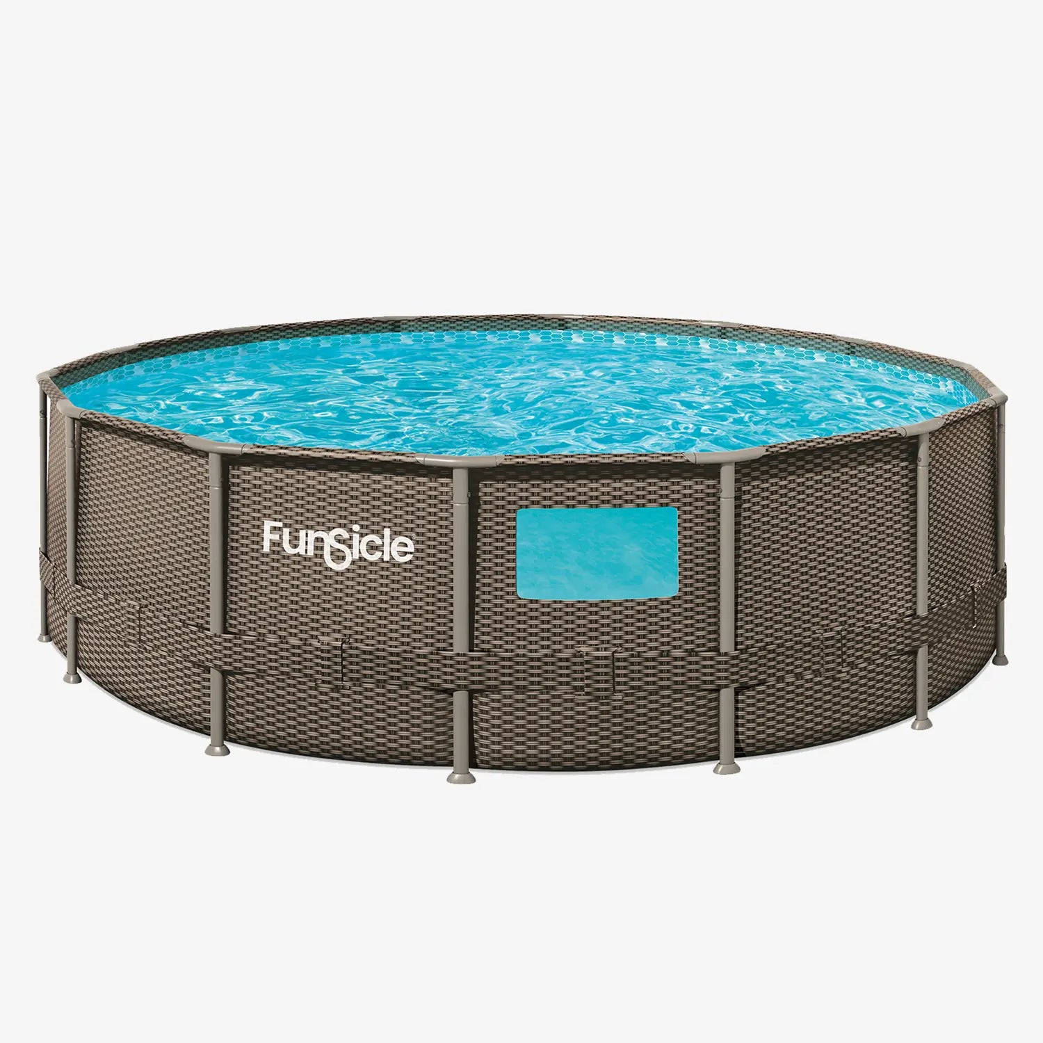 Funsicle 16 ft Crystal Vue Oasis Designer Pool - Dark Double Rattan without people