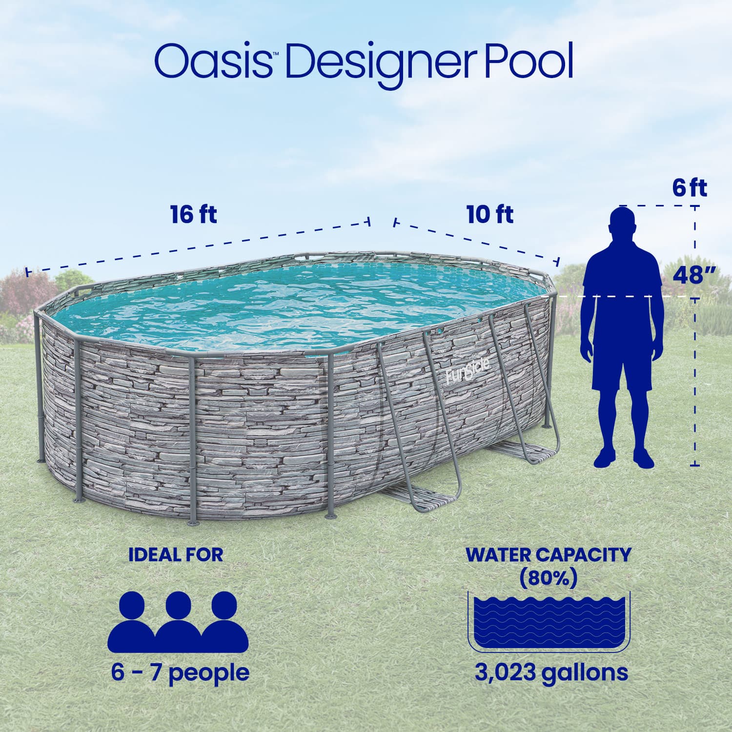 Funsicle 16ft Oval Oasis Designer Pool | Above Ground Family Pool