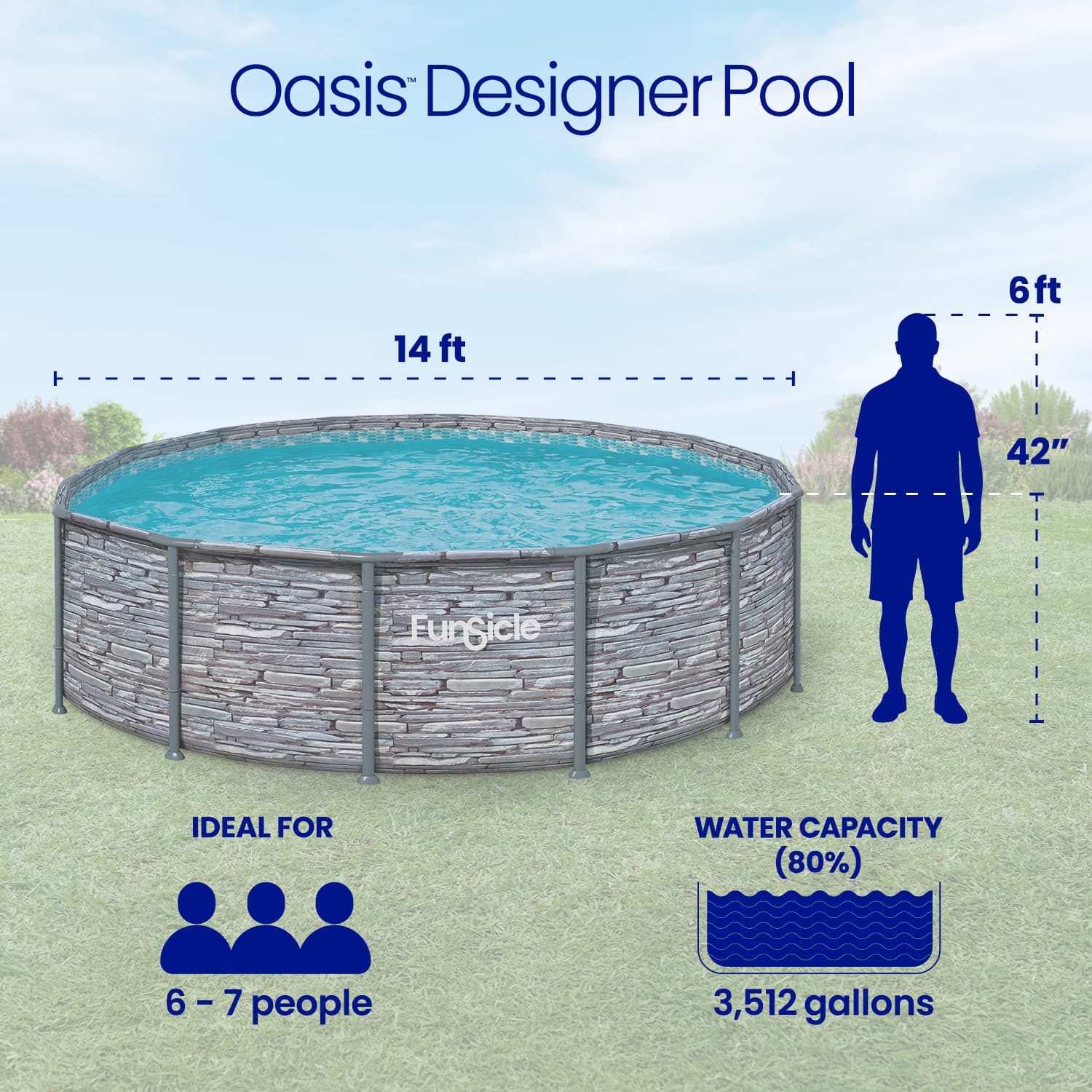 趣味 POOL individuality 2001 No.4 Funsicle 14 ft Oasis Designer Pool - Stone Slate