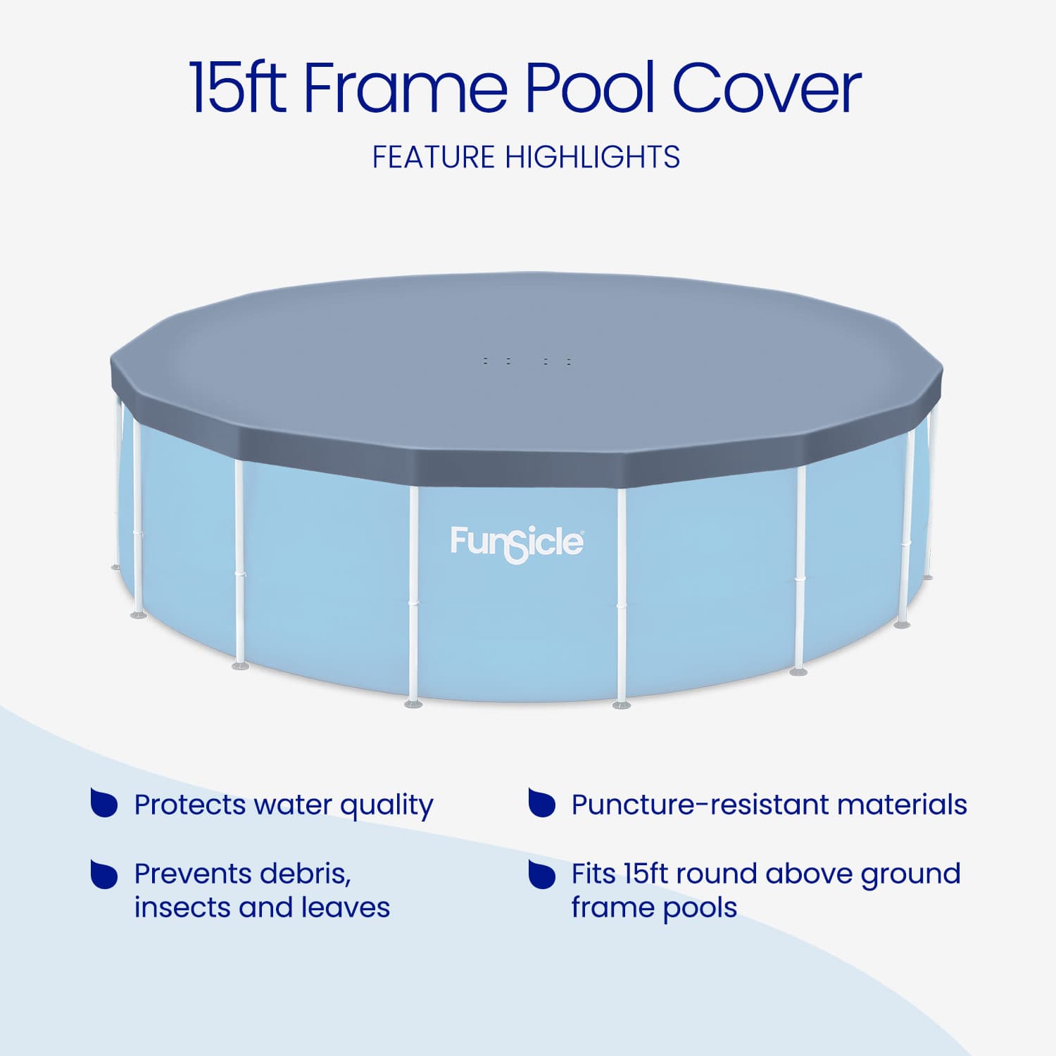 15ft Frame Pool Cover with FunSicle branding on a white background