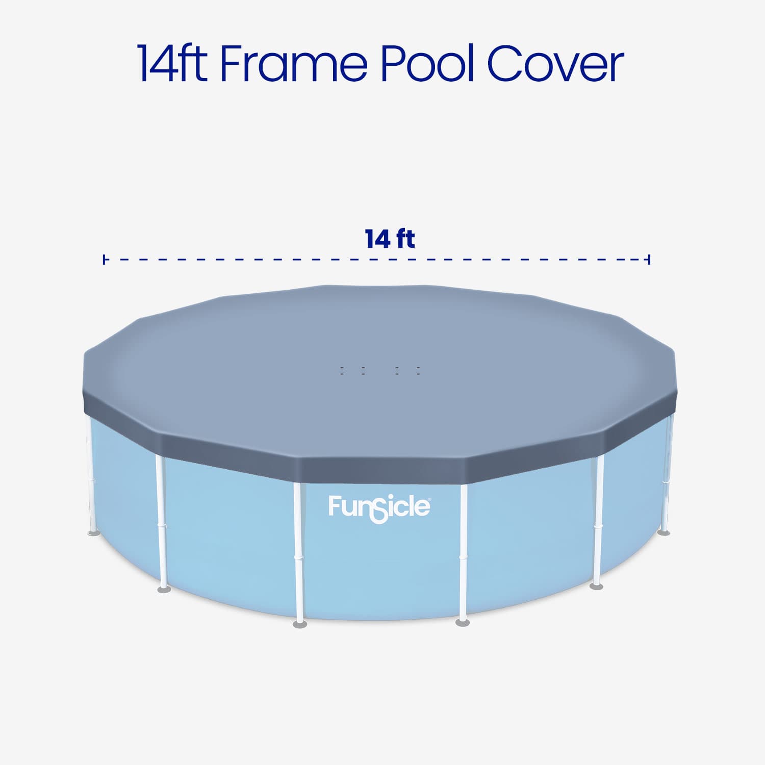 14ft frame pool cover with FunSicle branding on a white background