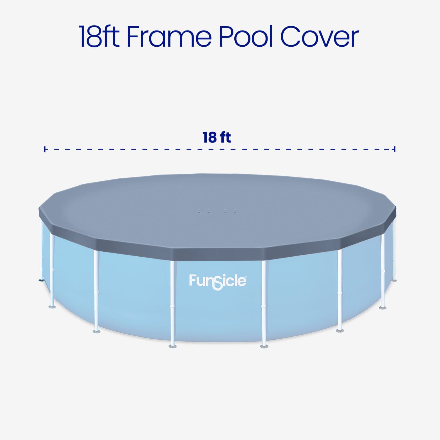 18ft frame pool cover with FunSicle branding on a white background