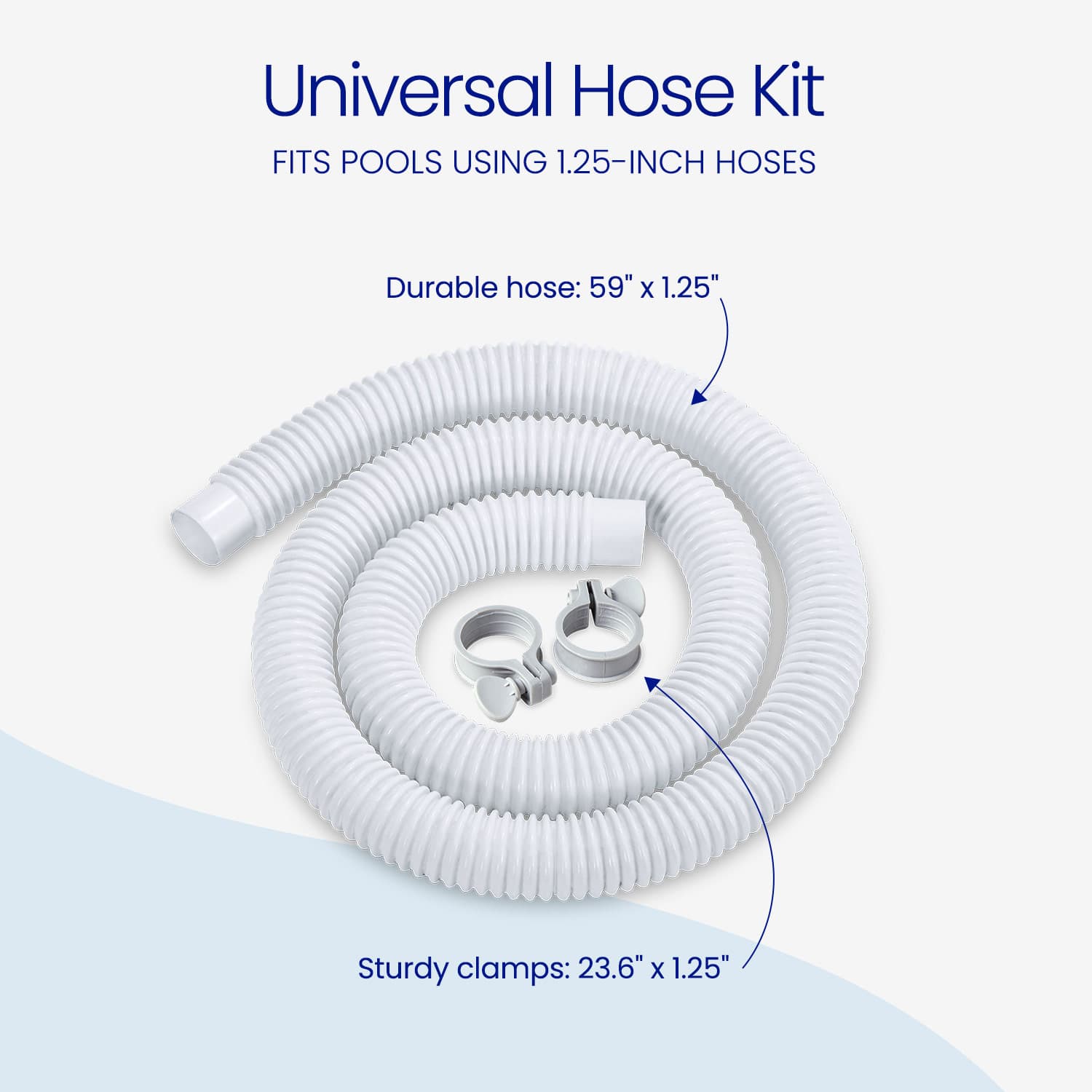 Universal Hose Kit with hose and clamps on a white background