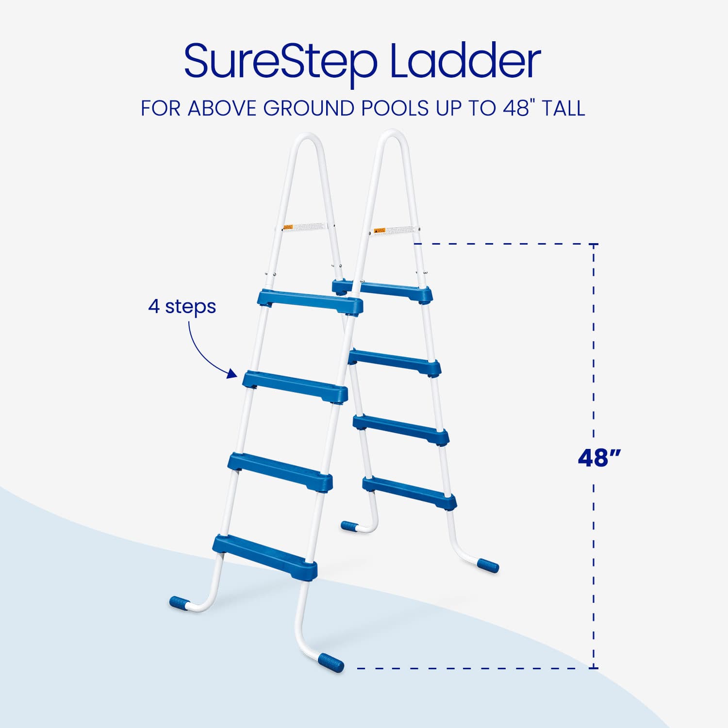 SureStep ladder for above ground pools up to 48 inches tall on a light blue background