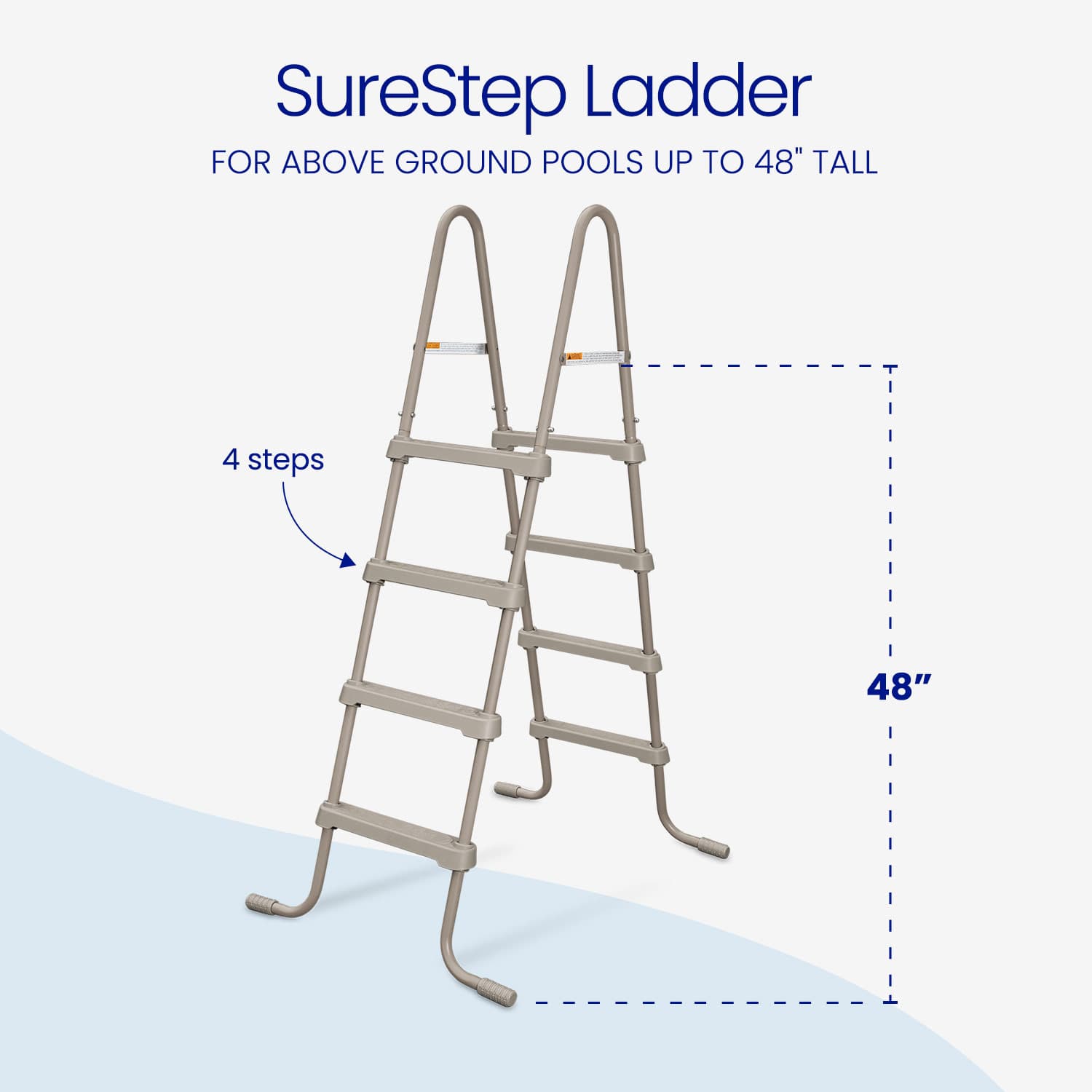 SureStep ladder for above ground pools up to 48 inches tall on a light blue background