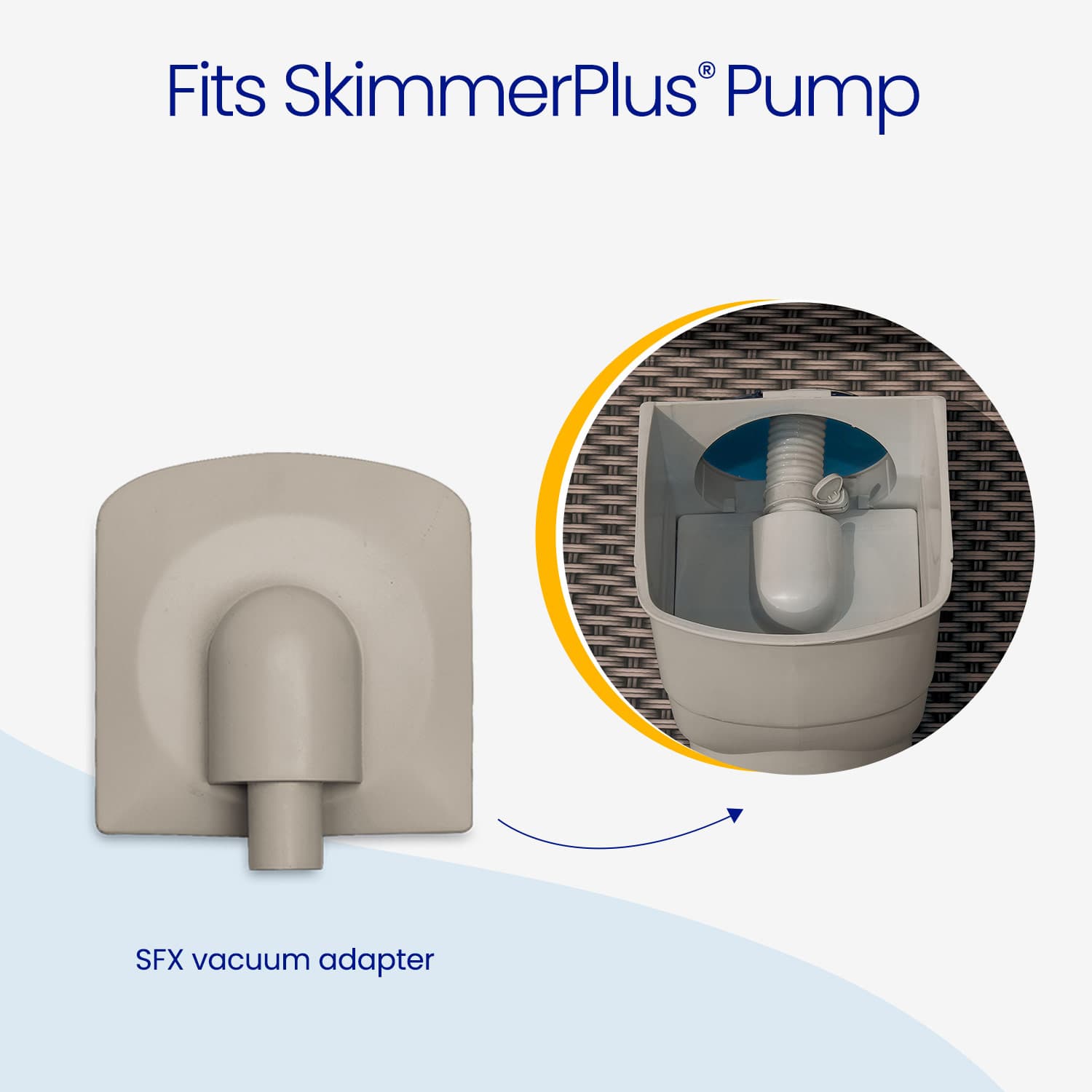 SFX vacuum adapter for SkimmerPlus pump on a white background