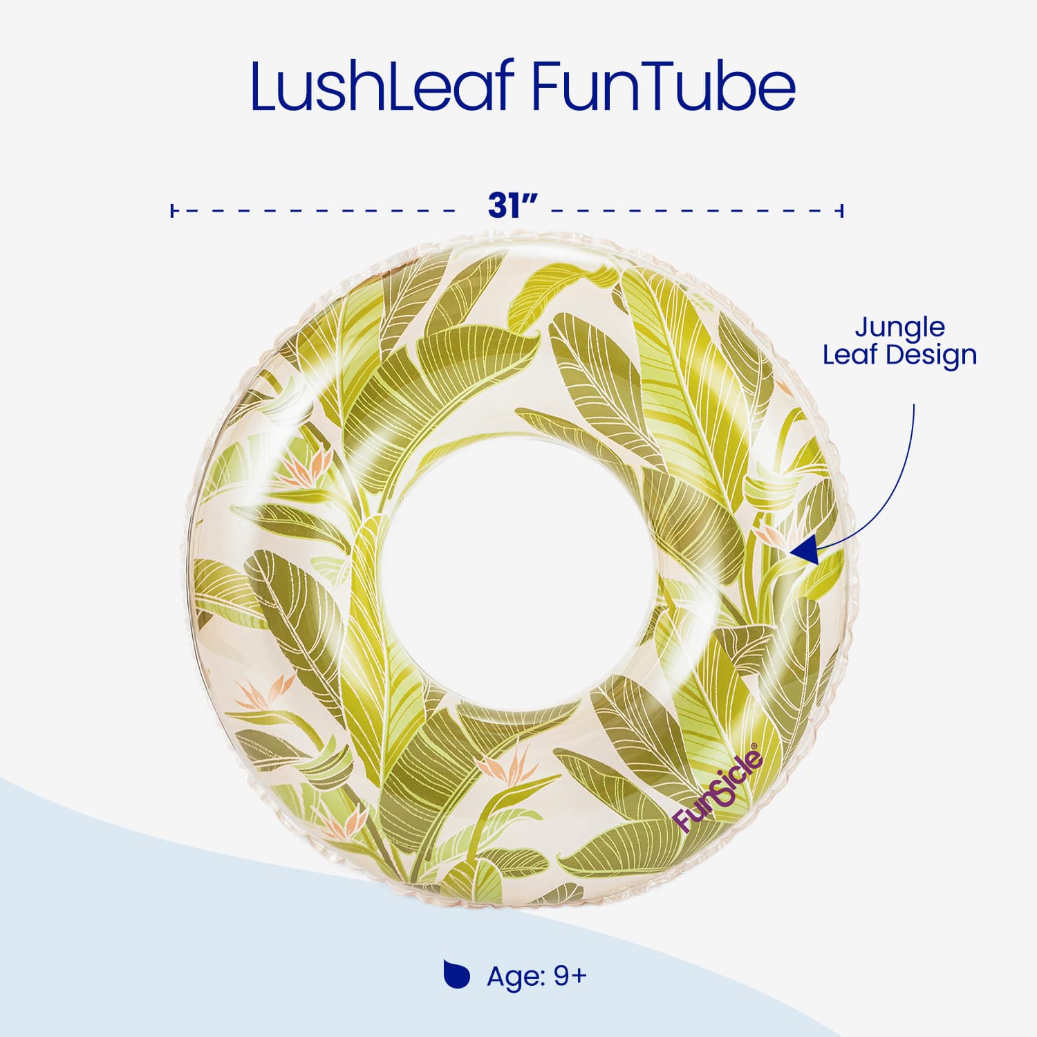 LushLeaf FunTube with jungle leaf design on a white background