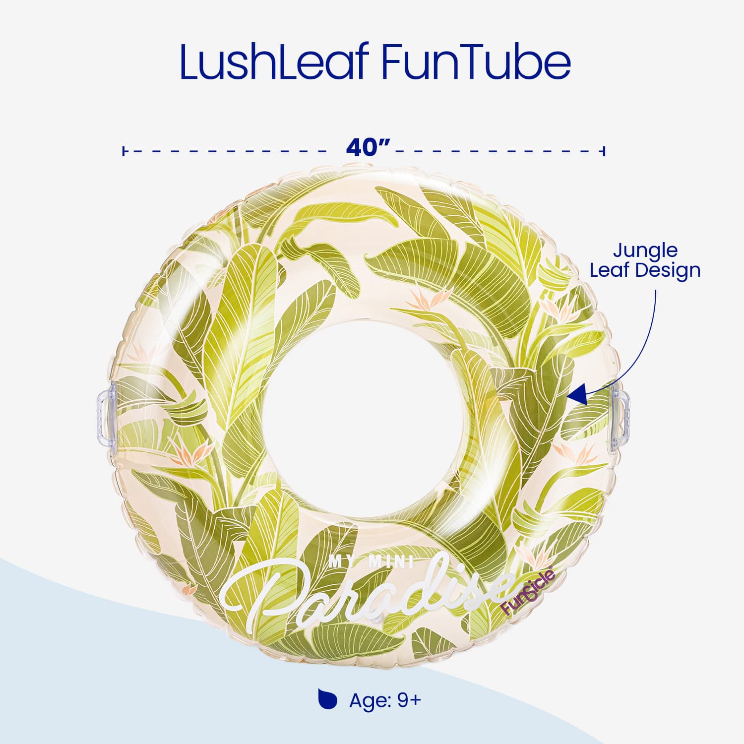 LushLeaf FunTube with jungle leaf design on a white background