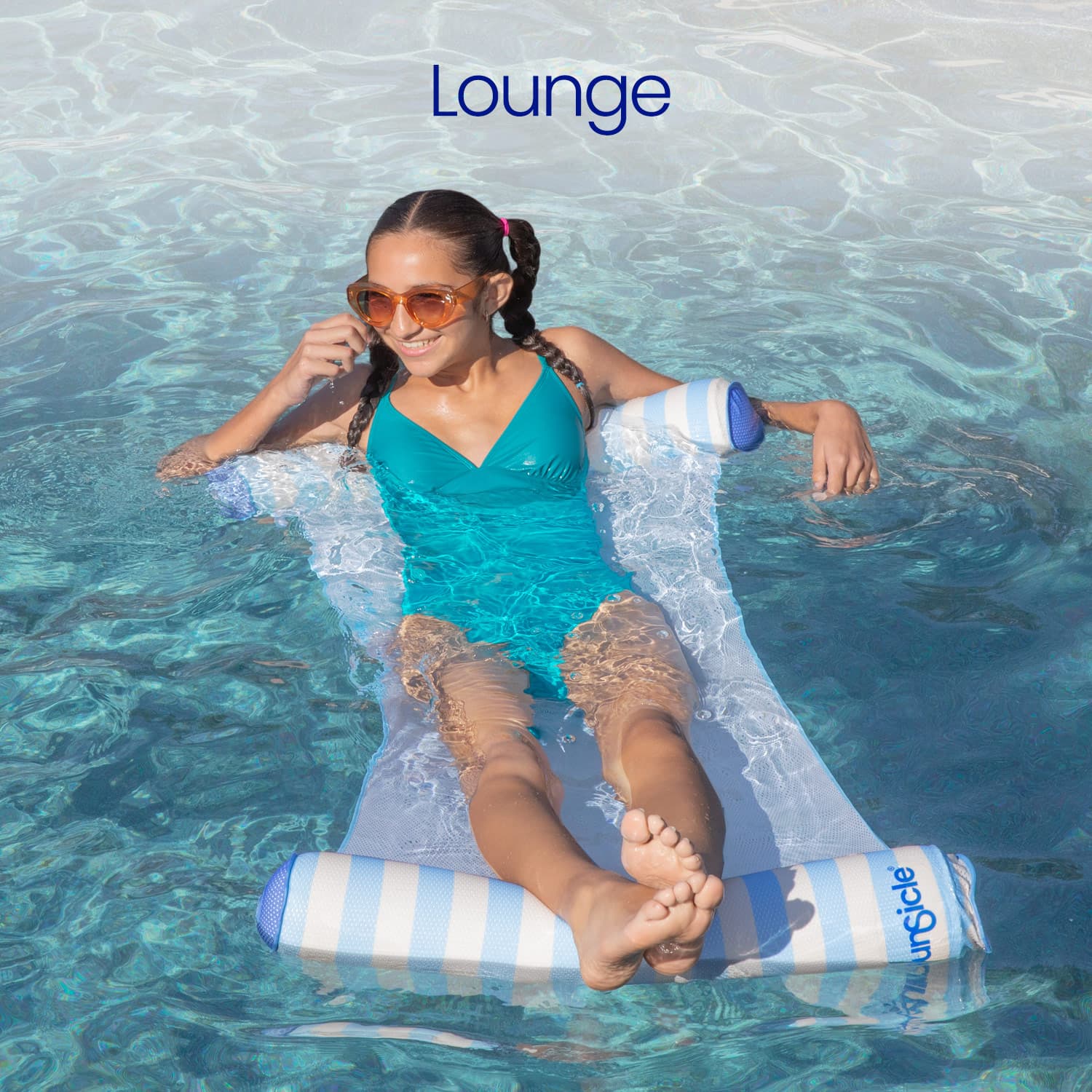 lounge hängematte Funsicle LuxeMesh Hammock Lounge, 4ft Inflatable Fabric Pool Float, Stripes, Age 14 & up