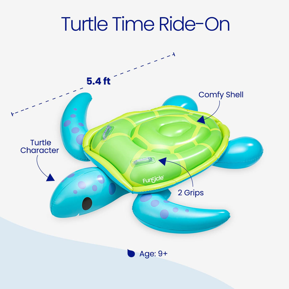 Turtle Chewing Inflatable Funsicle Turtle Time Ride-On | Inflatable Pool Float
