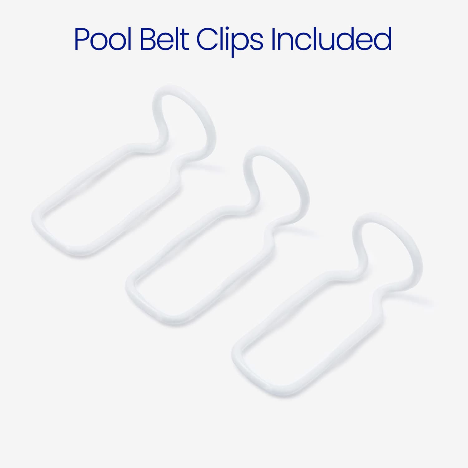 white pool belt clips on white background