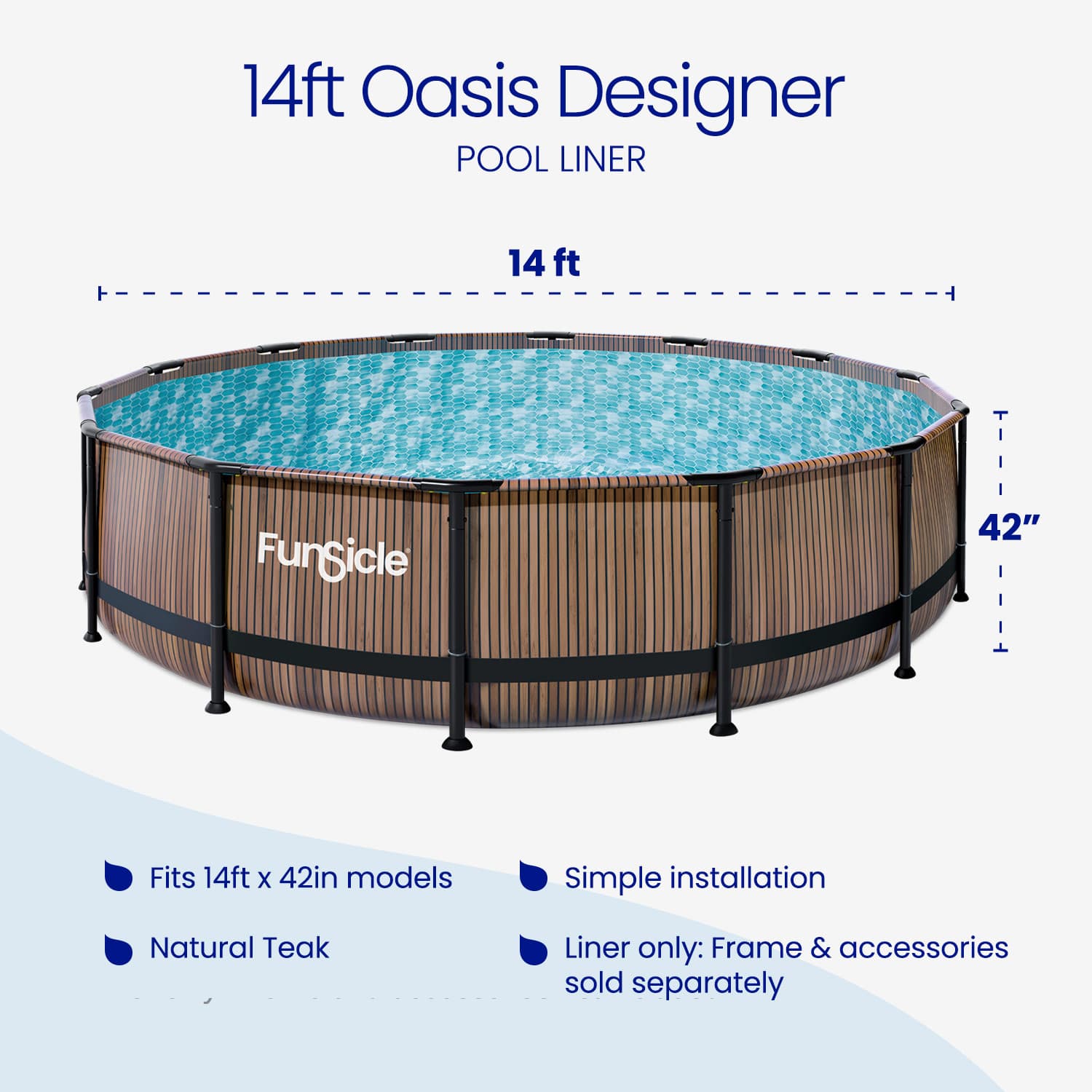 14ft oasis designer pool liner with dimensions and features