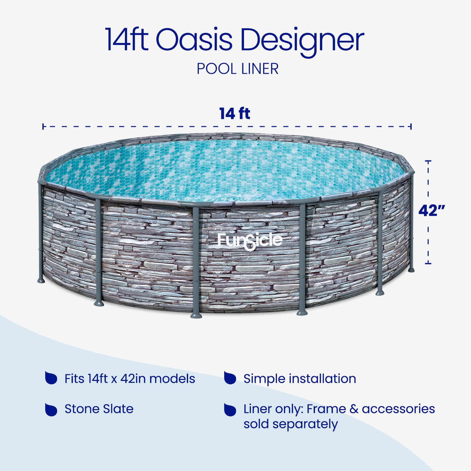 14ft Oasis Designer pool liner with stone slate finish on a white background