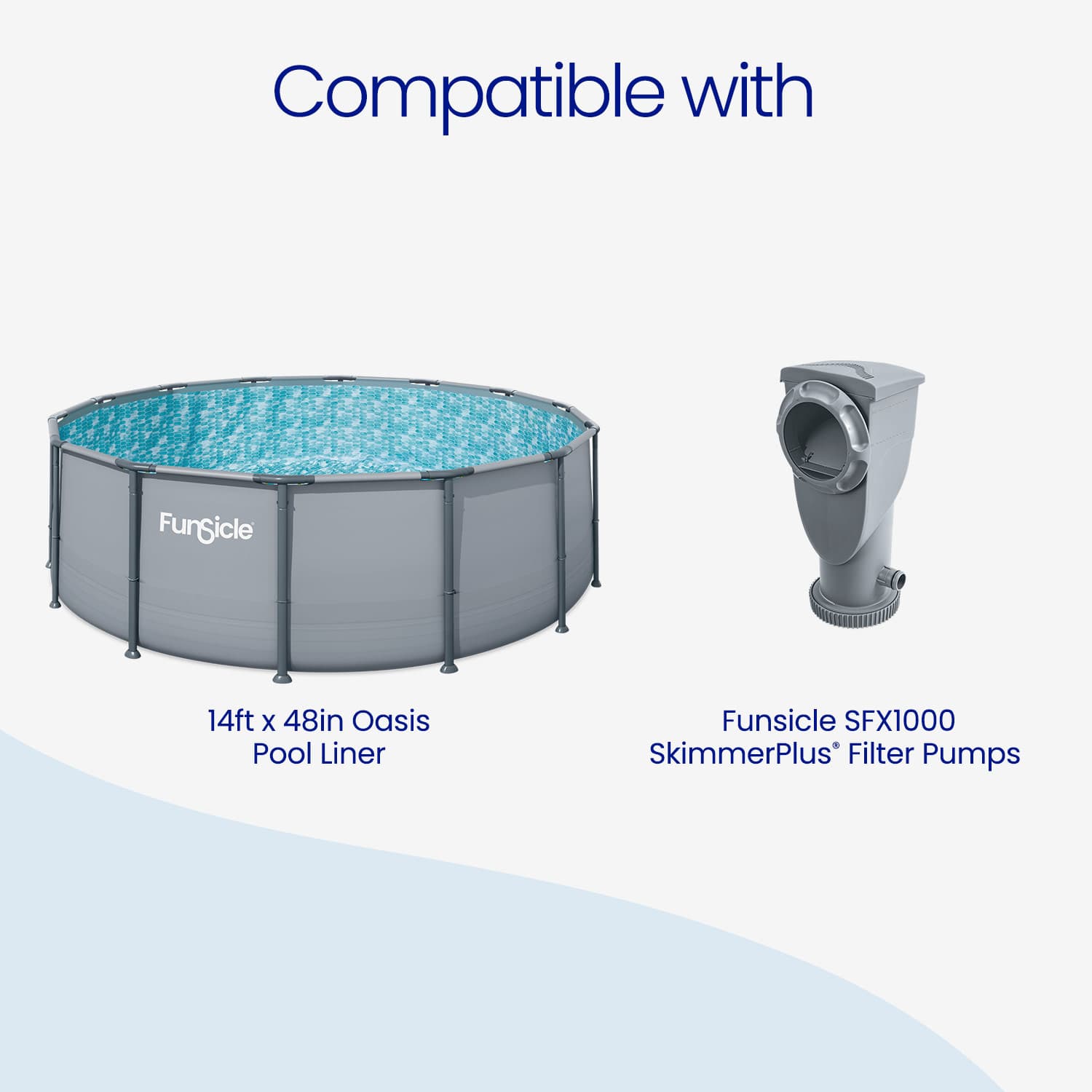 Funsicle pool liner and filter pump on a white background