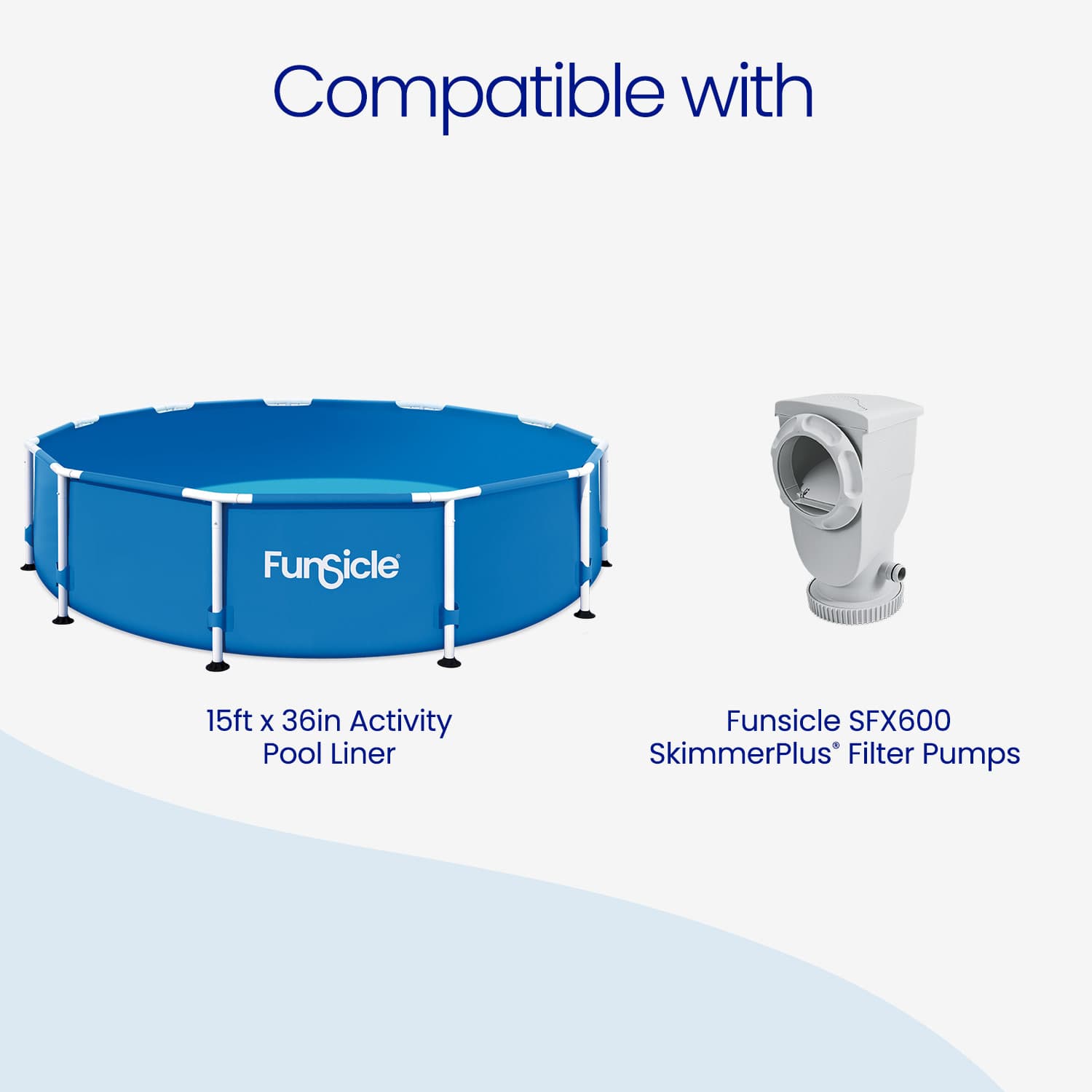 Funsicle pool with liner and filter pump on a white background
