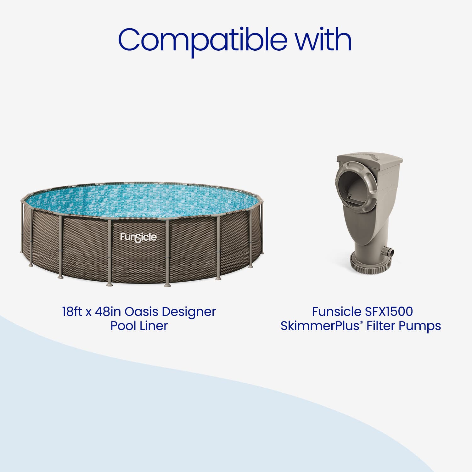 Funsicle pool with liner and pump on a white background