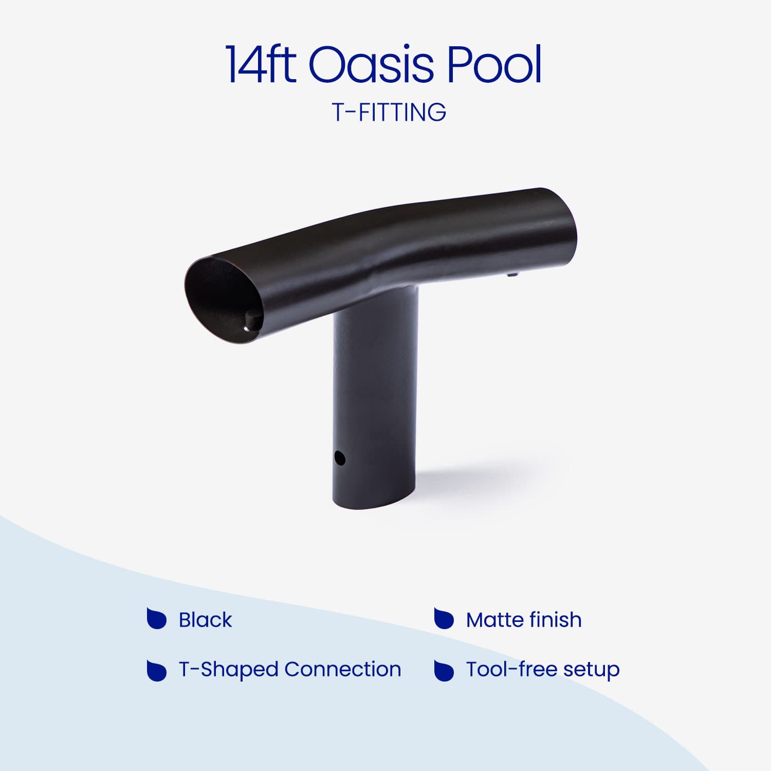Black T-fitting for 14ft Oasis Pool on a white background