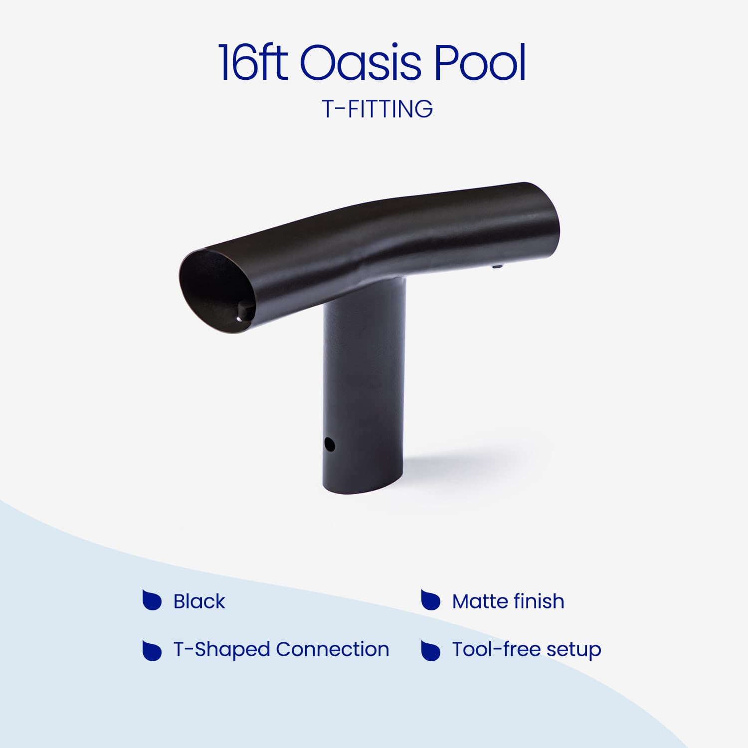 Black T-fitting for 14ft Oasis Pool on a white background