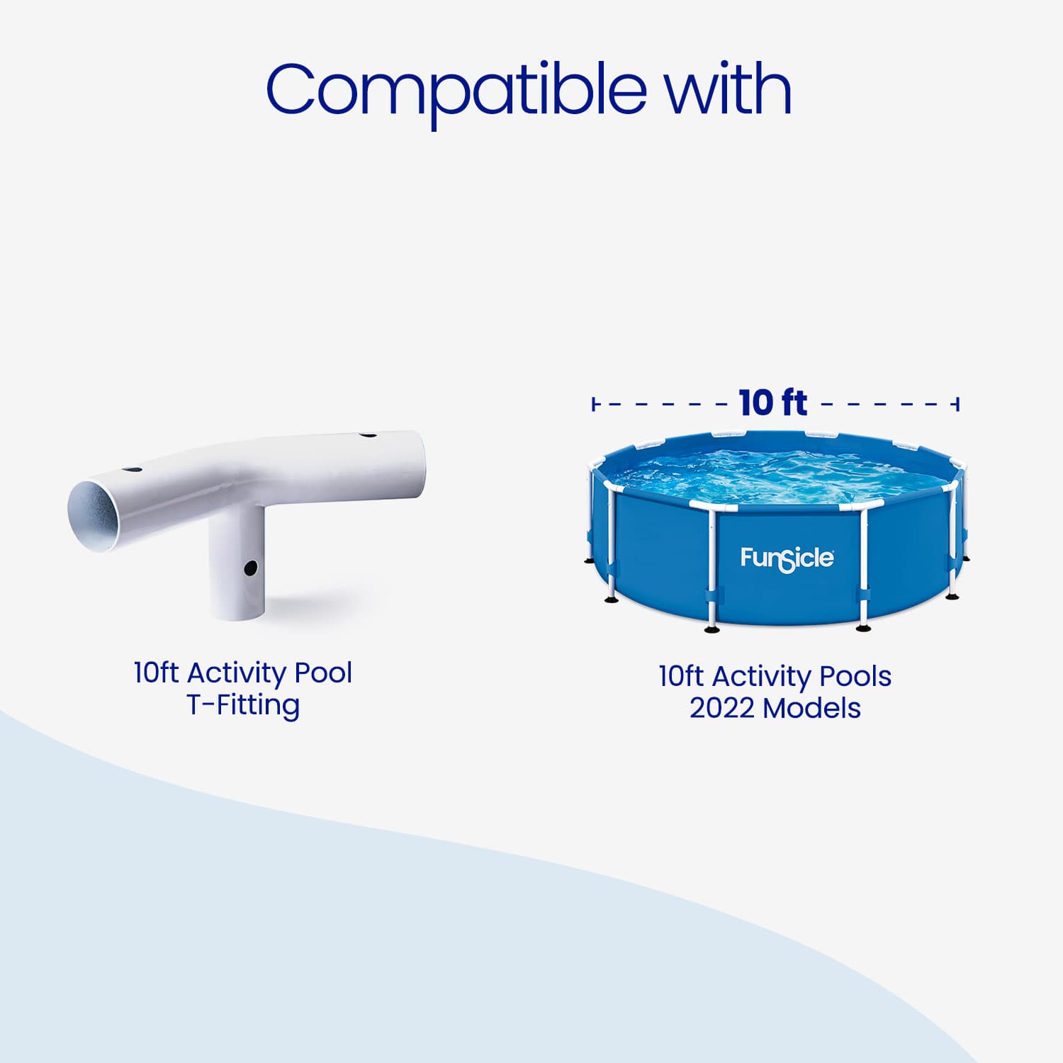 Futilex 10ft Activity Pool with T-fitting compatibility on a white background