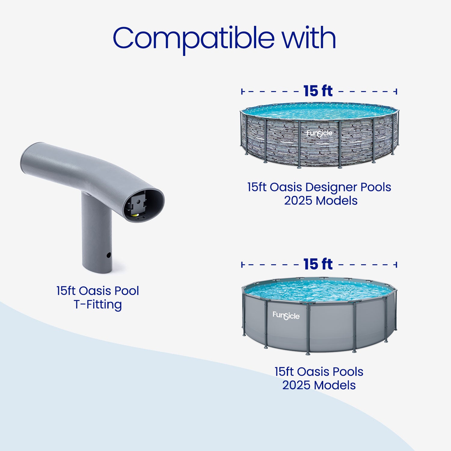 Futura pool with 15ft Oasis Designer Pools and T-Fitting on a white background