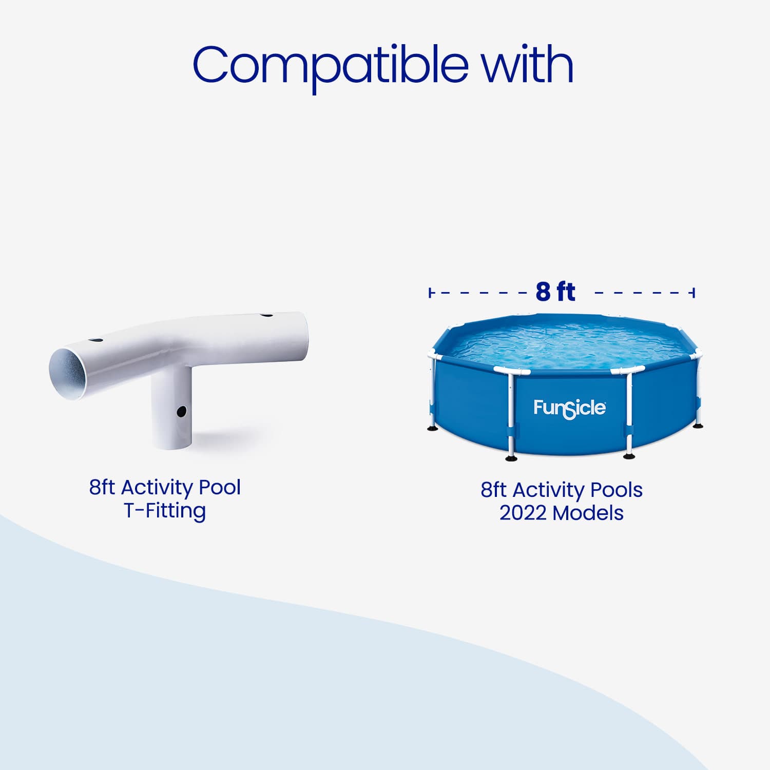Functicle 8ft Activity Pool with T-fitting compatibility on a white background