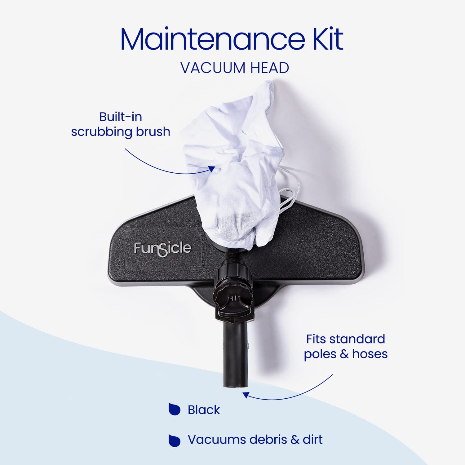 Funsicle vacuum head with scrubbing brush and built-in cloth on a white background