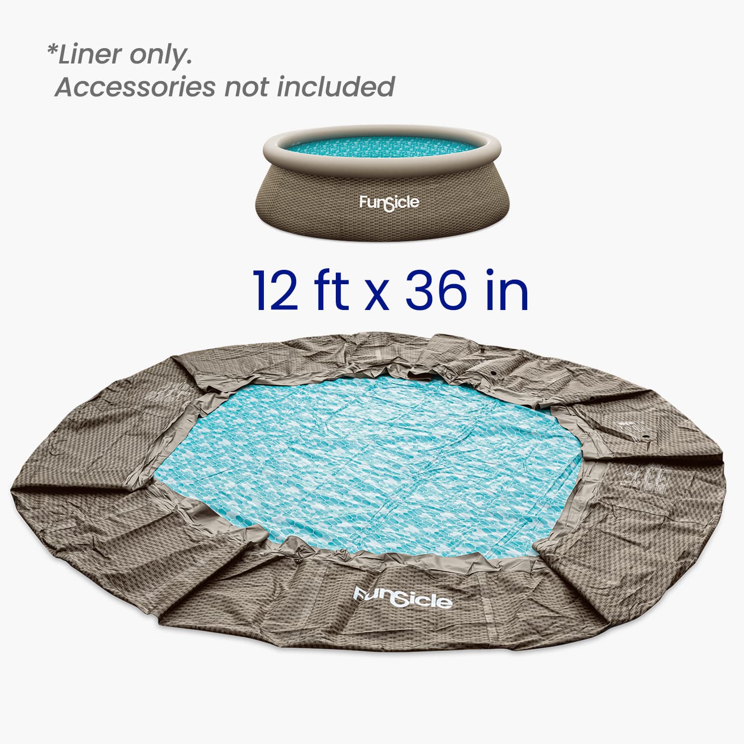 Funsicle pool liner with dimensions 10 ft x 30 in on a white background