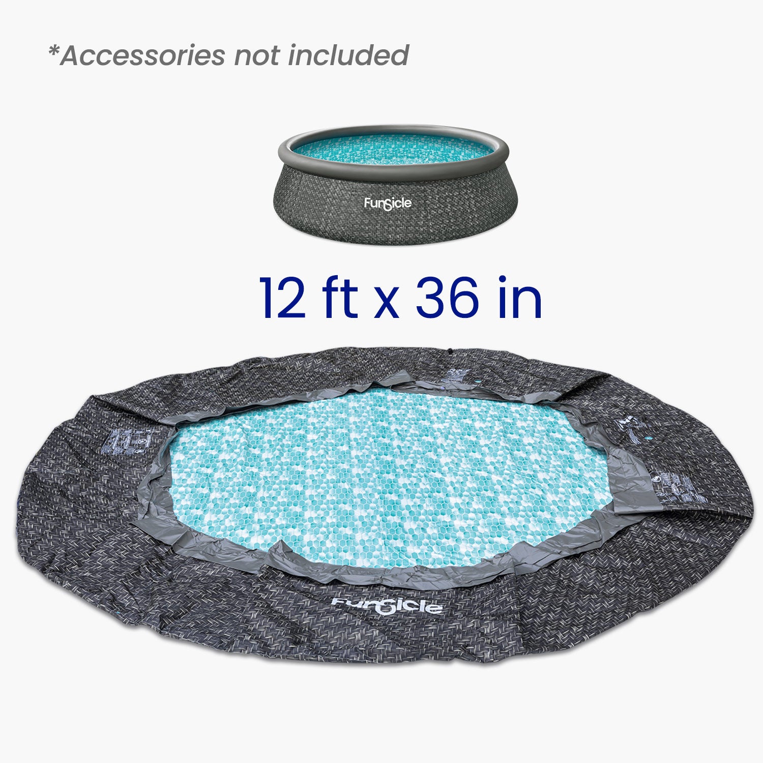 Funsicle pool liner with dimensions 12 ft x 36 in on a white background