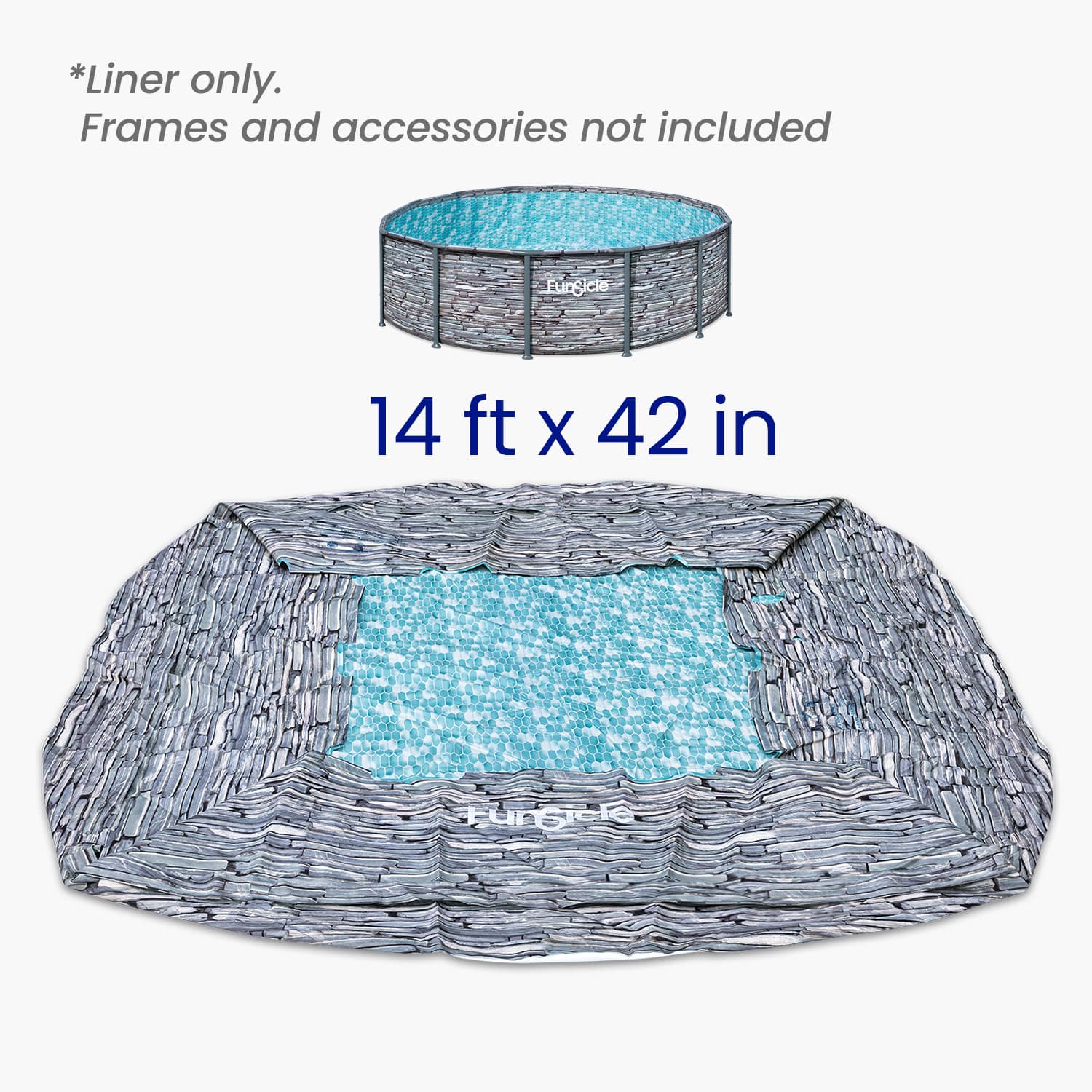 Funsicle Pool Liner with dimensions 14 ft x 42 in on a white background