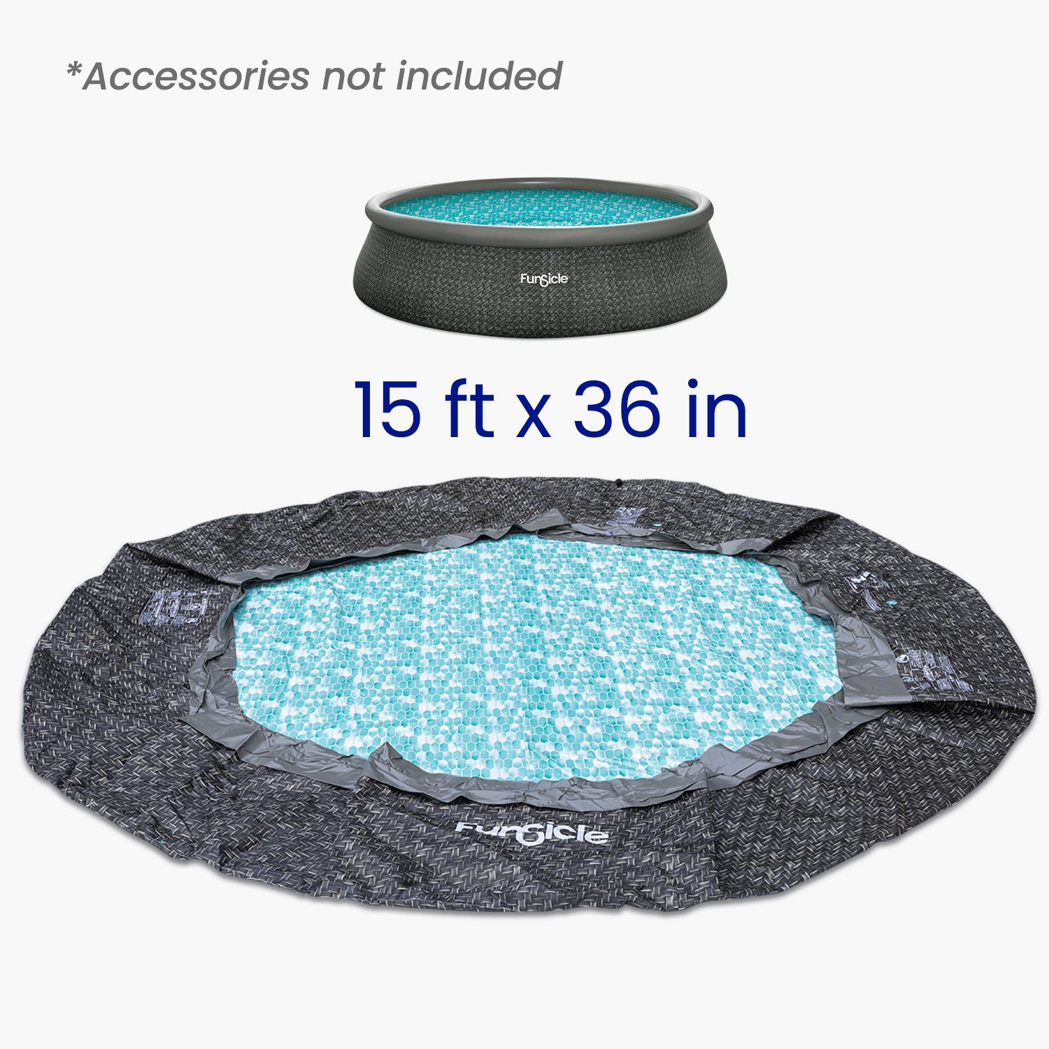 Funsicle inflatable pool with dimensions 15 ft x 36 in on a white background